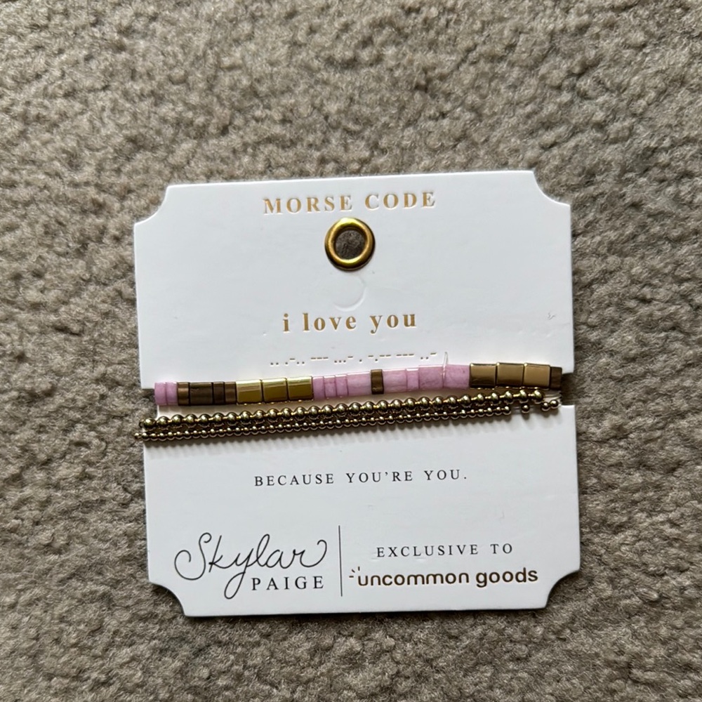 Skylar Paige I Love You Morse Code Bracelet Stack